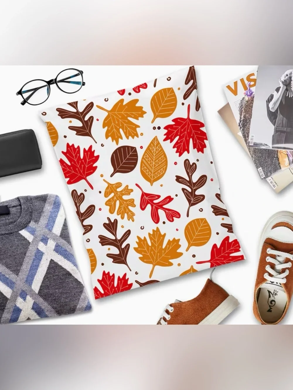 20 14.5” x 19” Halloween Autumn Leaves Poly Mailers